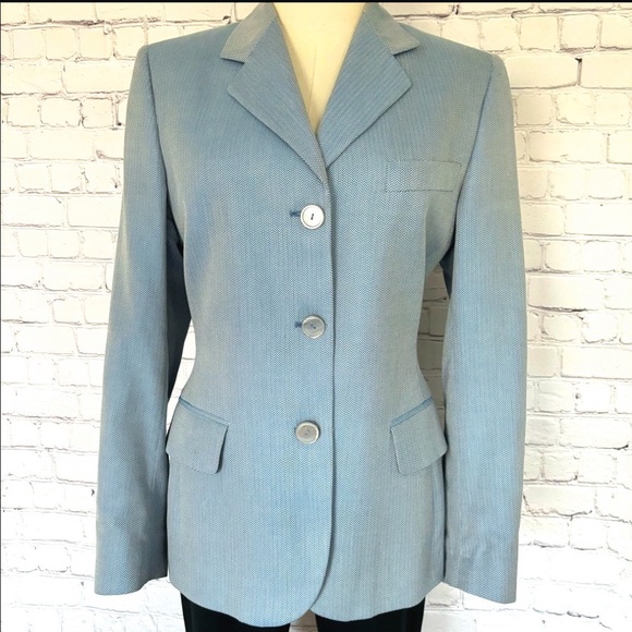 Giorgio's of Palm Beach Jackets & Blazers - GIORGIO'S OF PALM BEACH Vintage Blue Chevron Pattern Fitted Blazer--EUC--8